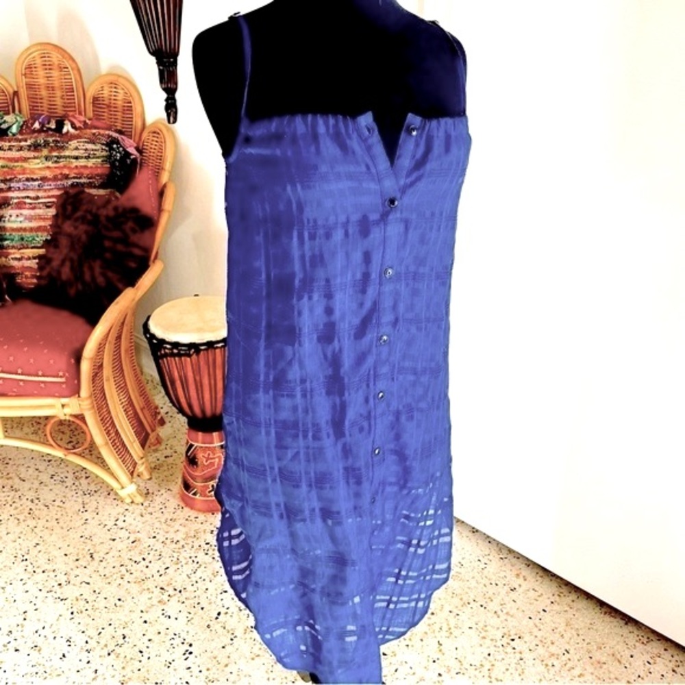 Anthropologie ONIA Solid Blue flora Sleeveless Dress Sundress. Beach. Lining.